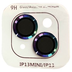 Захисне скло Metal Classic на камеру (в упак.) iPhone 13 mini / 13 Бузковий / Rainbow