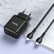 Мережевий зарядний пристрій HOCO N5 Favor dual port PD20W+QC3.0 charger set(C to iP) Black (6931474738912)