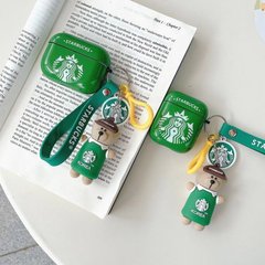 Зеленый чехол Starbucks с медвежонком для Apple Airpods Pro