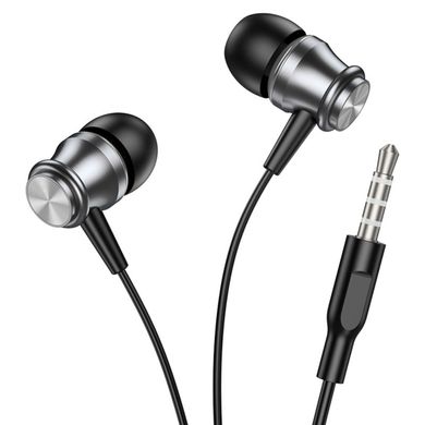 Наушники BOROFONE BM75 Platinum metal universal earphones with microphone Metal Gray (BM75MG)