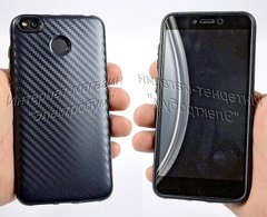 Фактурный силиконовый чехол-накладка для Xiaomi Redmi 4X серия Carbon