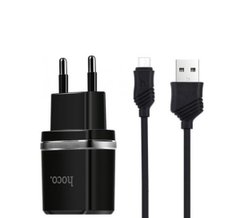Мережевий зарядний пристрій HOCO C12 Smart dual USB (Micro cable)charger set Black (6957531064114)