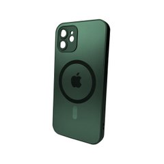 Чехол AG Glass Matt Frame Color MagSafe Logo для Apple iPhone 12 Cangling Green