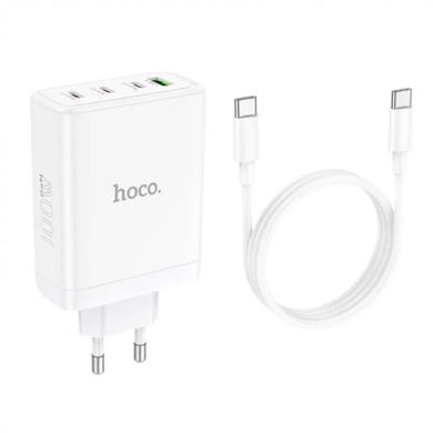 Сетевое зарядное устройство HOCO N31 Leader PD100W four-port(3C1A) fast charger set(Type-C to Type-C) White (6931474784186)