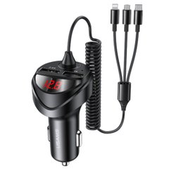 АЗУ Usams US-CC119 C22 3.4A Dual USB Car Charger With 3IN1 Spring Cable Black (CC119TC01)