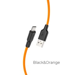 Кабель HOCO X21 Plus USB to Micro 2.4A, 1m, silicone, silicone connectors, Black+Orange (6931474711908)