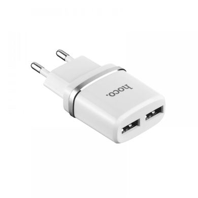 Мережевий зарядний пристрій HOCO C12 Smart dual USB (Micro cable)charger set White (6957531047773)