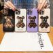 Роскошный чехол для iPhone X/XS 3D Bearbrick Kaws Power Bear Сиреневый