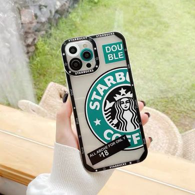Чохол для iPhone 13 Pro Max Starbucks із захистом камери Прозоро-чорний