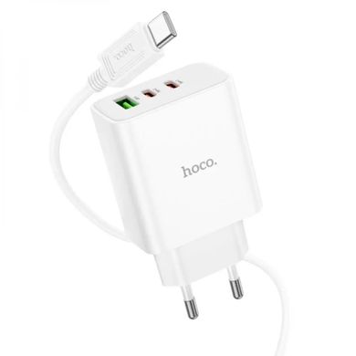 Мережевий зарядний пристрій HOCO C126A Pure power PD40W three-port(2C1A) charger set(Type-C to Type-C) White (6931474798749)