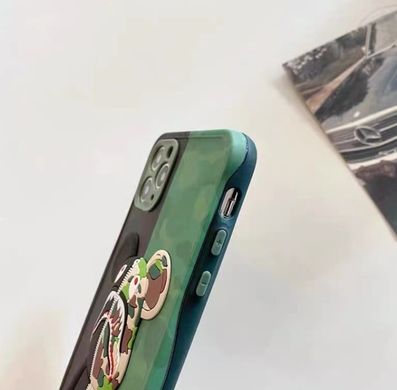 Чехол 3D Bearbrick Камуфляж для iPhone 12 Pro Черно-зеленый