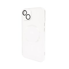 Чехол AG Glass Matt Frame Color MagSafe Logo для Apple iPhone 13 Pearly White