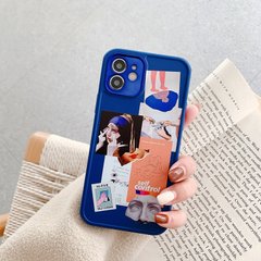 Синий чехол Lady Fashion с боковой печатью для iPhone + защита камеры