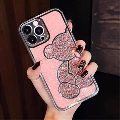 Блискучий чохол для iPhone 11 Diamond Bear Рожевий
