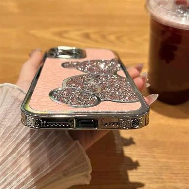 Блестящий чехол для iPhone 11 Diamond Bear Розовый