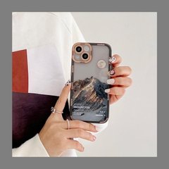 Чехол для iPhone 12 Snowy Mountains с защитой камеры Прозрачно-коричневый