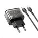 Мережевий зарядний пристрій HOCO N34 Dazzling dual-port PD20W+QC3.0 charger set(Type-C to Type-C) Transparent Black (6931474799180)