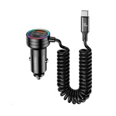 АЗП Usams US-CC167 C33 60W Car Charger With Spring Cable Black (CC167CC01)