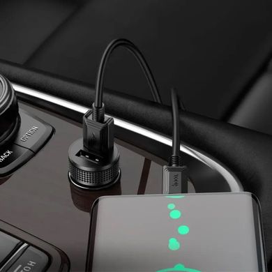 Автомобільний зарядний пристрій HOCO Z49 Level dual port car charger set(Type-C) Black (6931474795663)