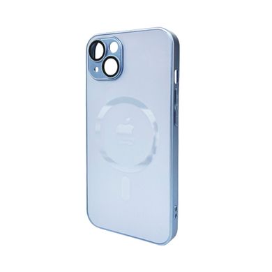 Чехол AG Glass Matt Frame Color MagSafe Logo для Apple iPhone 13 Sierra Blue