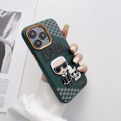 Чехол для iPhone XS Max Karl Lagerfeld с защитой камеры Зеленый с золотой каймой
