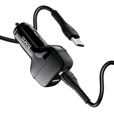 Автомобільний зарядний пристрій HOCO Z36 Leader dual port car charger set(Micro) Black (6931474727756)