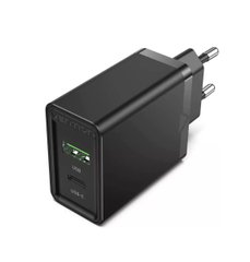 Зарядное устройство Vention Two-Port USB(A+C) Wall Charger (18W/20W) EU-Plug Black (FBBB0-EU) (FBBB0-EU)