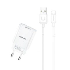 СЗУ Usams T21 Charger kit T18 single USB EU charger +Uturn Lightning cable White (T21OCLN01)