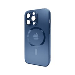 Чохол AG Glass Matt Frame Color MagSafe Logo для Apple iPhone 13 Pro Navy Blue