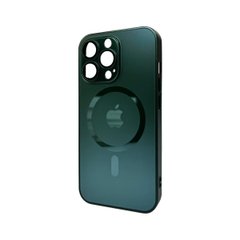 Чехол AG Glass Matt Frame Color MagSafe Logo для Apple iPhone 13 Pro Cangling Green