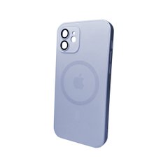 Чехол AG Glass Matt Frame Color MagSafe Logo для Apple iPhone 12 Sierra Blue
