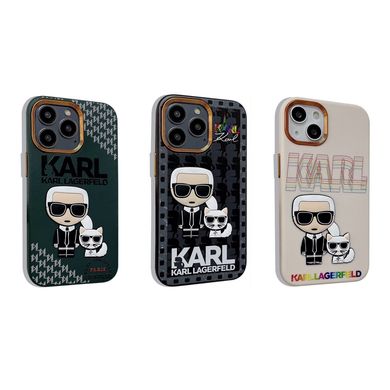 Чехол для iPhone XR Karl Lagerfeld с защитой камеры Зеленый с золотой каймой