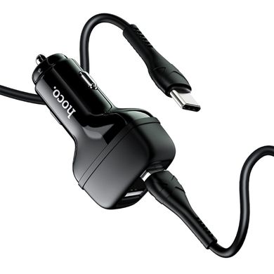 Автомобільний зарядний пристрій HOCO Z36 Leader dual port car charger set(Type-C) Black (6931474727770)