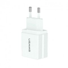 Мережевий зарядний пристрій Usams US-CC090 T24 2.1A Dual USB Travel Charger (EU) White (CC90TC01)