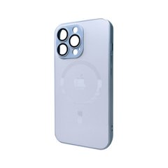 Чехол AG Glass Matt Frame Color MagSafe Logo для Apple iPhone 13 Pro Sierra Blue