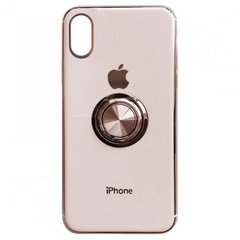 Накладка Soft GLASS кольцо iPhone XS Max pink sand