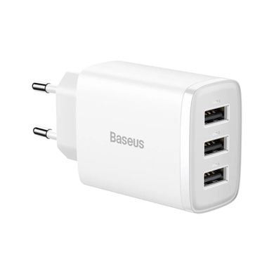 Мережевий зарядний пристрій Baseus Compact Charger 3U 17W EU White (CCXJ020102)