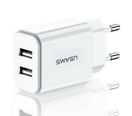 Сетевое зарядное устройство Usams US-CC090 T24 2.1A Dual USB Travel Charger (EU) White (CC90TC01)