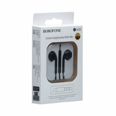 Наушники BOROFONE BM30 Original series wire control earphones with mic Black (BM30B)