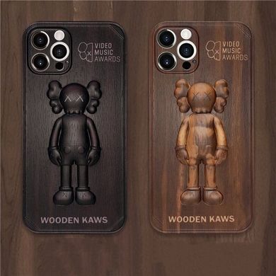 Чехол для iPhone X/XS Wooden Kaws Коричневый