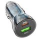 Автомобільний зарядний пристрій HOCO Z47A Transparent Discovery Edition dual port PD30W+QC3.0 car charger Transparent Black (6931474782274)