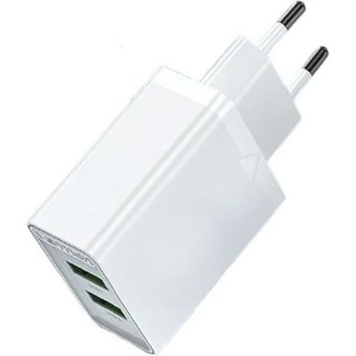Зарядний пристрій Vention Two-Port USB(A+A) Wall Charger (18W/18W) EU-Plug White (FBAW0-EU) (FBAW0-EU)